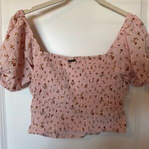 Billabong Pink Floral Puff Sleeve Blouse